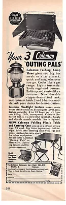 COLEMAN Camping Camp Stove Lantern Table 1954 Vintage Print Ad Original Man Cave • $7.99