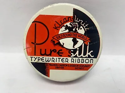 Vintage Pure Silk Typewriter Ribbon Tin By Klean Write Remington Adversiting • $16.99