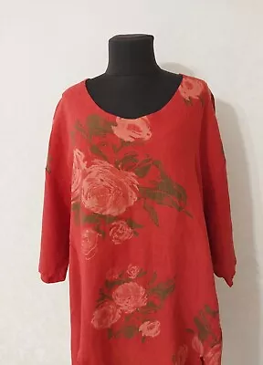 La Bass Linen Floral Tunic Blouse Size 1 • $25