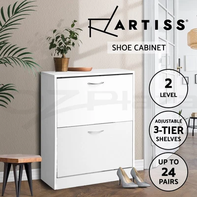 $79.95 • Buy Artiss Shoe Cabinet Shoes Storage Rack 24 Pairs Wooden Organiser Shelf Cupboard