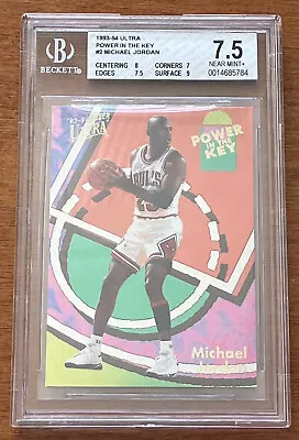 1993-94 Fleer Ultra Michael Jordan - Power In The Key Insert #2 - Beckett 7.5 • $165