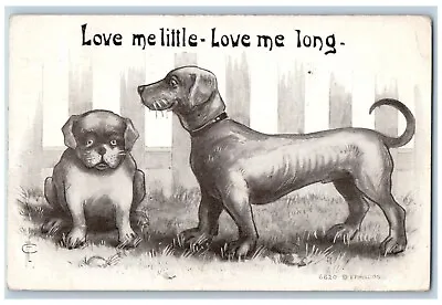 East Aurora NY Postcard Dachshund Dog Love Me Little Love Me Long 1910 • £9.46