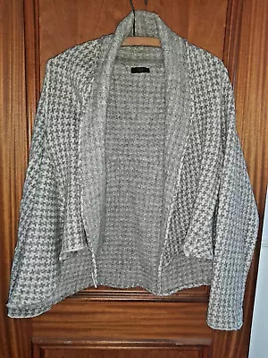 £9.99 • Buy CREA CONCEPT White Grey Dogtooth Check Wool Knit  Swing Jacket Cardigan OSFA