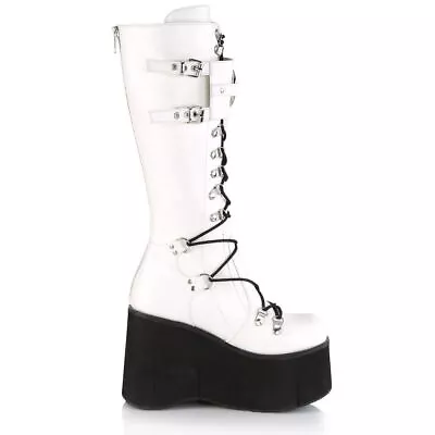 Womens Gothic Ankle Boot Platform Calf High Boots Metal Zip Punk Women Shoes • $85.38