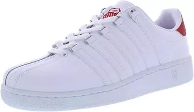 K-Swiss Men's Classic Vn Leather Sneaker White/Red 07321-119 • $64.95