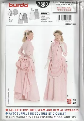 Burda Sewing Pattern 7880 Miss Victorian Bustle Skirt Dress Costume Sz 10-22 • $14