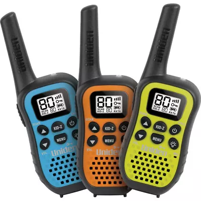 Uniden 80CH 0.5W UHF Handheld CB Radio 3PK With KID-Z Mode Micro USB Charging • $89.95