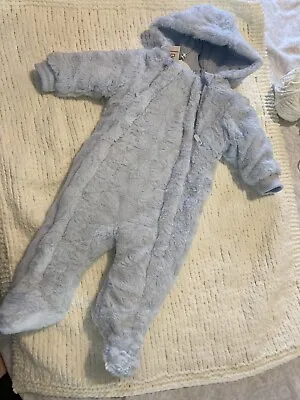 Babaluno 6-9m 68-74cm Baby Boy Furry Snow Suit With Easy-On Double Front Zip • £19.50