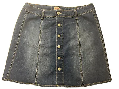 Mossimo Supply Co. Womens Blue Denim Skirt Sz 12 Button Front-Length 17  • $9.99