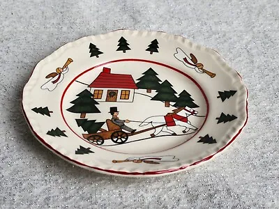 Mason's Christmas Village Plate Christmas Trees House Horse & Carriage Angels • $19.95