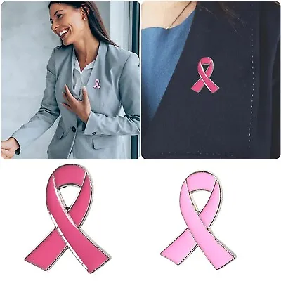 10/20pcs Breast Cancer Awareness Brooch Lapel Pins Pink Ribbon Lapel Pins Pink • £4.52