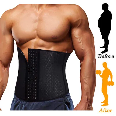 Uk Men Body Extreme Slimming Body Shaper Waist Girdle Trainer Belt Sport Cincher • £8.79