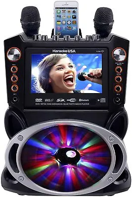 Karaoke USA DVD/CDG/MP3G Portable Bluetooth Karaoke Machine W/ 2 Mics • $160