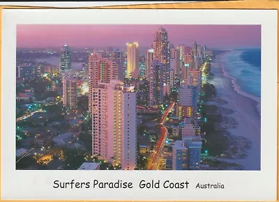 Aerial Night Lights Of Surfers Paradise Gold Coast Qld Muuray Views Postcard • $8.95
