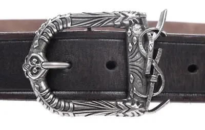 $379.99 • Buy New Ysl Saint Laurent Black Brown Monogram Celtic Leather Belt 85/34