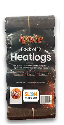 High Energy Ultra Dry Heat Logs (12 Logs) Eco-Friendly Wood Fuel For Open Fire • £12.99