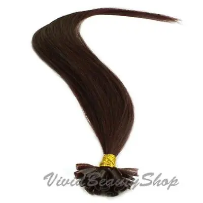 25 Pre Glued Bond U Tip Keratin Straight Remy Human Hair Extension Dark Brown #2 • $36.99