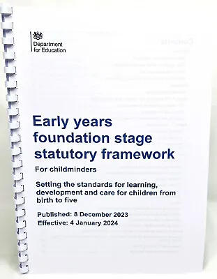 2024 Early Years Foundation Stage EYFS Statutory Framework For Childminders • £7.38