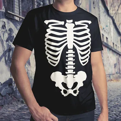 $16.71 • Buy Rib Cage Pelvic Body Skeleton Funny Cool Halloween Mens Unisex Crew Neck T-Shirt