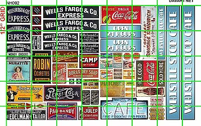 NH092 DAVE'S DECALS 1/2 Set N SCALE BIZ SET WHISTLE STOP CAFE SODA & EXPRESS CO • $4.94