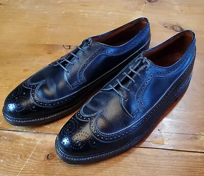 Vtg 60s Florsheim Imperial V-cleat 92604 Longwing Shoes 10.5C Black • $149