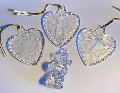 Lot Of 4 Mikasa Crystal Glass Christmas Ornaments Heart Cardinal Bird Bell Angel • $19.99