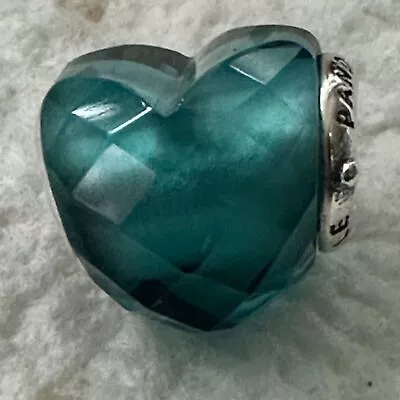 NEW Blue Heart Mothers Day Murano Glass Charm 925 ALE Silver • $22