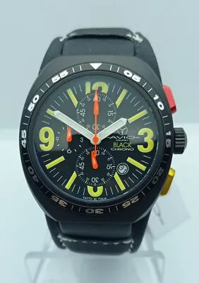 Men's Watch Chronograph Black AVIO MILANO Mvt Ronda Case 40mm Series Numbered • £120.96