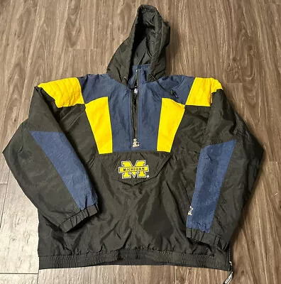 Vintage Starter University Of Michigan Jacket 1/2 Zip Pullover XL 24 Natl Champs • $115