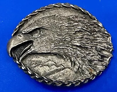 Vintage 1993 Ege Screaming EAGLE HEAD Pewter Belt Buckle 3 3/4  Wide USA Made • $9.99