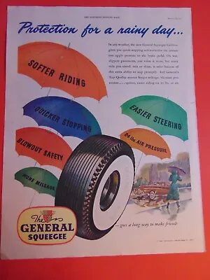 1948 The GENERAL SQUEEGEE White Wall TIRE Vintage Print Ad • $12