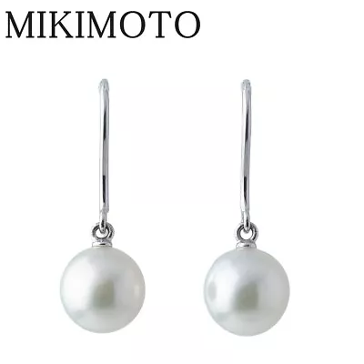 MIKIMOTO Japan 7.8mm Akoya Pearl Hook Type Earrings 18K White Gold • $799