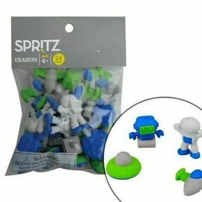 Spritz Space Erasers 24 Ct Bag Great Party Favors Astronaut Spaceship Robot UFO • $2.99