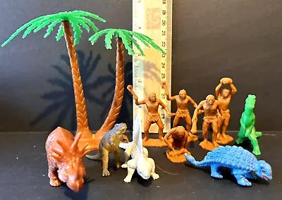 Marx Prehistoric Dinosaur Set 5 Cavemen Assorted Dinosaurs & Fern Tree {W} • $25