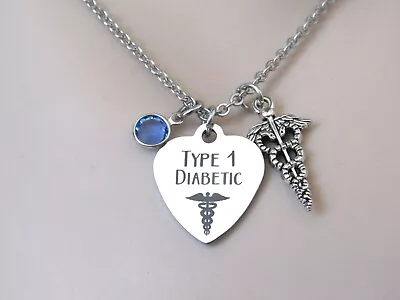 Type 1 Diabetic Necklace T1D Alert Medical Alert Gift For Daugher Medical  • $24