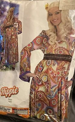 Hippie Chick Costume Fancy Dress Ladies Hippie Outfit Uk 10-12 New Unused Dress • £15