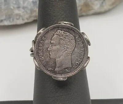 Vintage Silver Spanish Coin Ring Size 6 • $29.99
