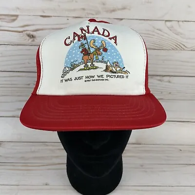 1987 Far-sketched CANADA Mountie On Moose Trucker Snap Back Novelty Hat RED • $8.99