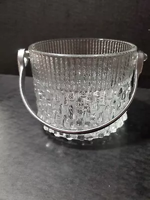 Vintage Teleflora Mid Centry Glass Ice Bucket W/ Chrome Handle France  • $13.99