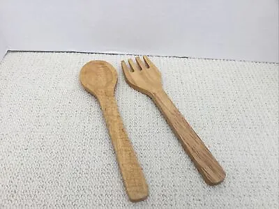 WOODEN SALAD SERVING SPOON & FORK SET COLOUR BEIGE LENGTH 30 Cm • £6