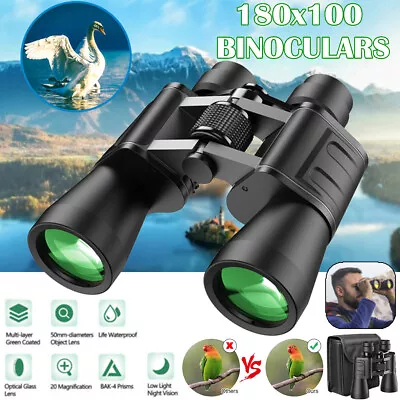 180x100 High Power Military Binoculars Low Night Optics Waterproof CampingW/Case • $26.59