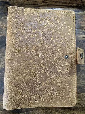 A5 6 Ring Tooled Genuine Leather Travel Planner • $29.99