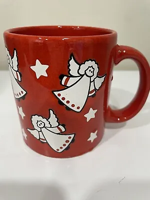 Waechtersbach Angels Stars Red Christmas Coffee Mug Cup West Germany. • $12.17