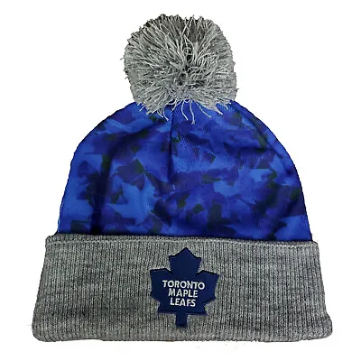 Mitchell & Ness Toronto Mapleleafs NHL Cuff Beanie Knit Pom Cap Gray Hat NWT • $21.99