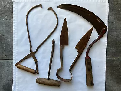 Antique Vintage LOT Of Rusty Farm Tools - Hand Held - Rustic Farmhouse Decor • $34