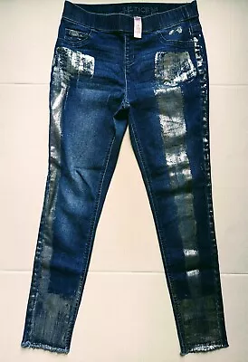 Justice Jeans Girls Size 16 Youth Iridescent Paint And Frayed Leg Bottoms • $13