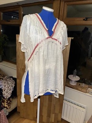 £8 • Buy River Island Boho Gypsy Tassel Kaftan Tunic Blouse Top XS 6 8 10 Beach Festival