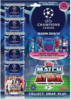 2018-19 Topps Match Attax Champions League Mega Pack 75 Cards +limited Edition • $24.95