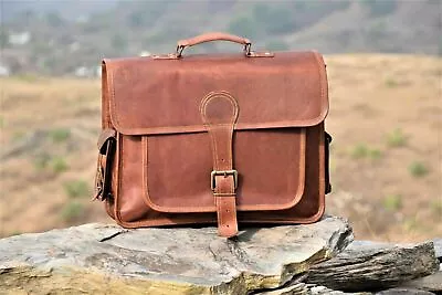 Men's Best Genuine Vintage Leather Messenger Shoulder Briefcase Bag • $76.08