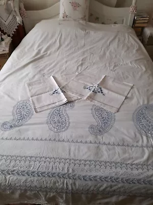 M & S Embroiderd Duvet Cover 5ft + Free Vintage Pillowcases  • £2.99